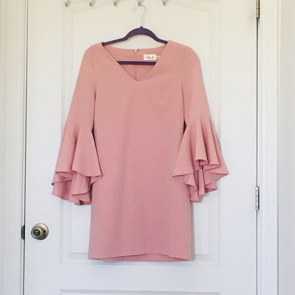 Eliza J Pink Ruffled Sleeved Dress